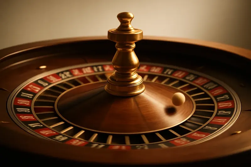 Close-up of live roulette wheel spinning in elegant casino lighting
